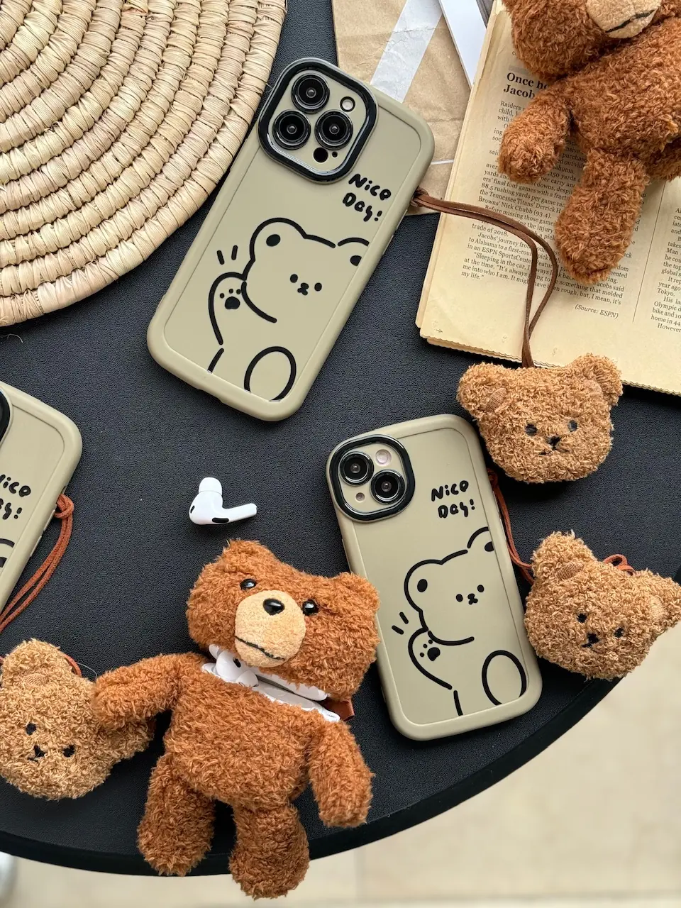 3d3571 قاب Teddy bear Nice Day با آویز عروسکی (کدC1516) - Image 1