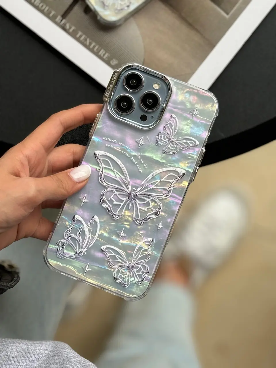 3a0a40 قاب PoutapCase Butterfly یخی هولوگرامی (کدC1618) - Image 1