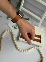بند اپل واچ چرم قفل مگنتی قهوه ای (کدw5017) - Image 5
