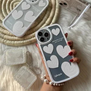 قاب قلب سفید استند دار با کاور ایرپاد (کد c1044)