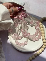 آویز مروارید و پاپیون صورتی (کدa0260) - Image 3