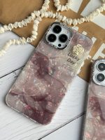 قاب موبایل آیفون ماربل زرشکی گل برجسته - Image 2