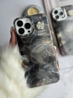 قاب موبایل آیفون سنگ ماربل دودی گل برجسته