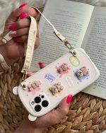 قاب موبایل آیفون خرگوش و خرس گوش قلبی بندی برجسته محافظ لنزدار - Image 2