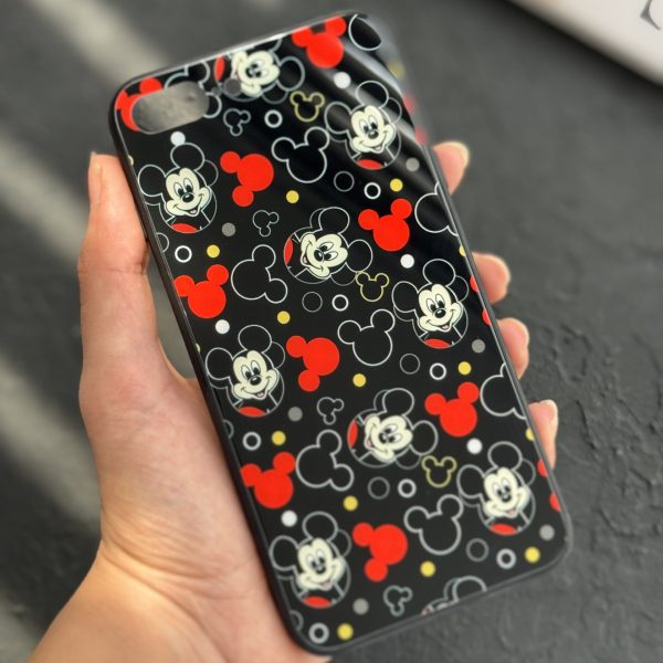 قاب موبایل آیفون میکی خالخالی پشت گلس ( 1023 )