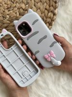 قاب موبایل آیفون گربه سیلیکونی دم پاپیون دار - Image 2