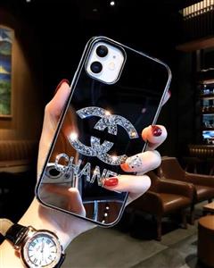 قاب موبایل آیفون شنل آینه ای دور نگین