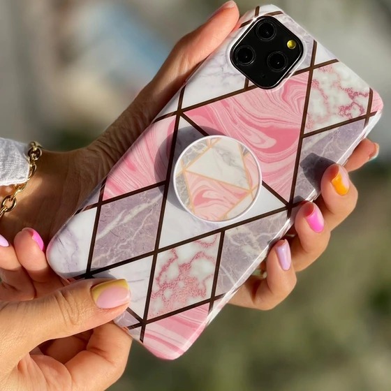 قاب موبایل سامسونگ کاشی ماربل لوزی + پاپ سوکت