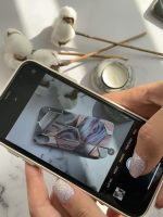 قاب موبایل آیفون کاشی ماربل آبی و بنفش - Image 2