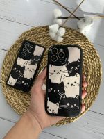 قاب موبایل آیفون گربه های کیوت سیاه و سفید محافظ لنزدار - Image 3