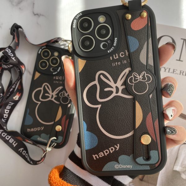 قاب موبایل آیفون میکی موس دیزنی + بند بلند یک طرفه