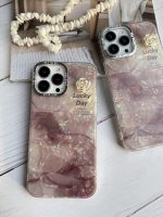 قاب موبایل آیفون ماربل زرشکی گل برجسته - Image 3