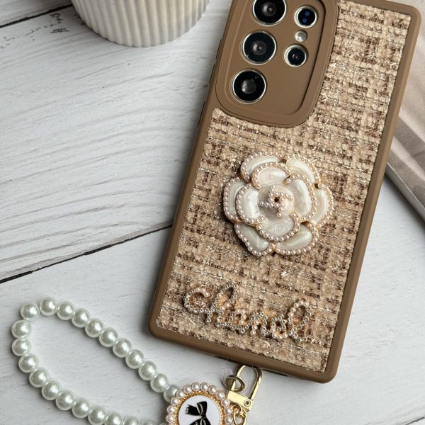 قاب موبایل سامسونگ شنل گل حصیری + بندست