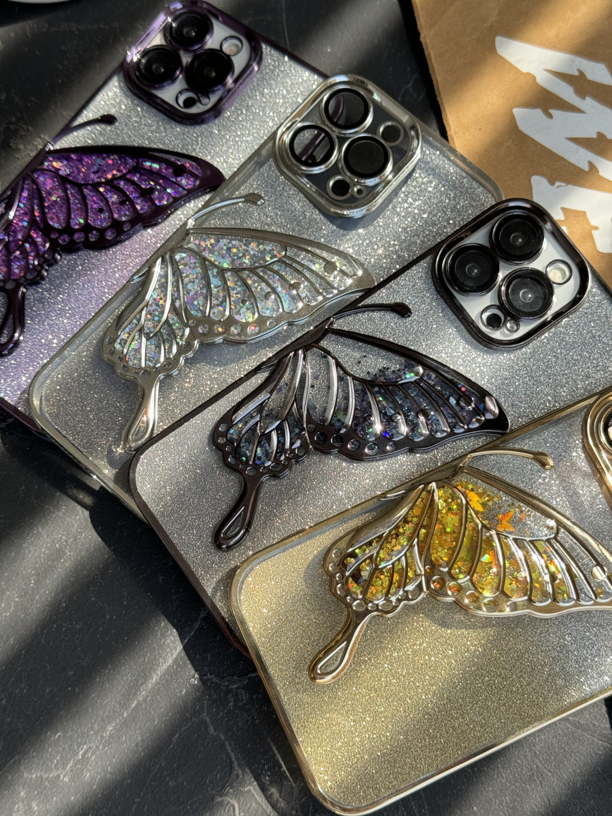 قاب موبایل آیفون پروانه پولکی آکواریومی تک بال