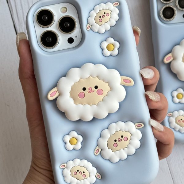 قاب موبایل آیفون ببعی سیلیکونی برجسته پاپ سوکت دار