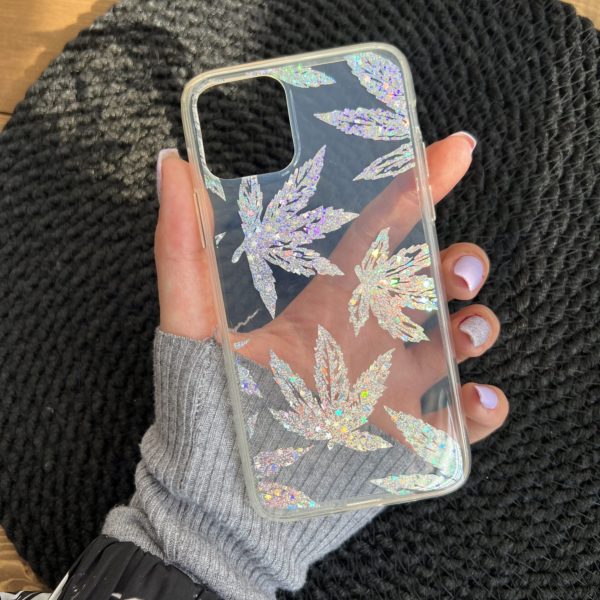 قاب موبایل آیفون برگ نقره ای فلزی