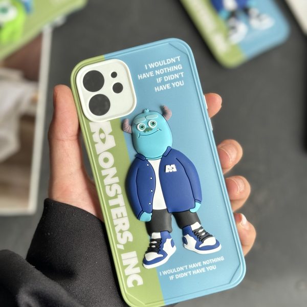 قاب موبایل آیفون کارخانه هیولاها سالی و مایک برجسته محافظ لنزدار