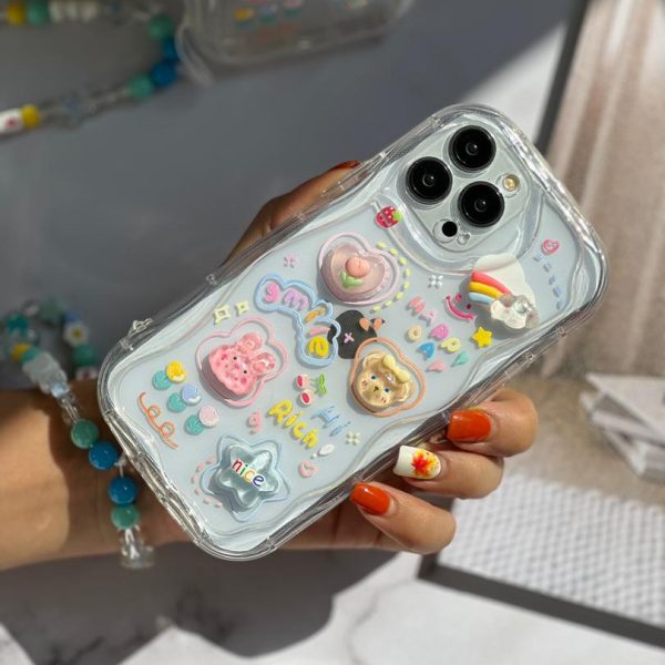 قاب موبایل سامسونگ اپوکسی بیرنگ روز شاد خرس و خرگوش برجسته + آویزست