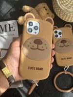 قاب موبایل آیفون خرس بانمک سیلیکونی همراه آویز ست - Image 3