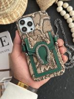 قاب موبایل آیفون پوست ماری پایتون جاکارتی و بند بلند - Image 3