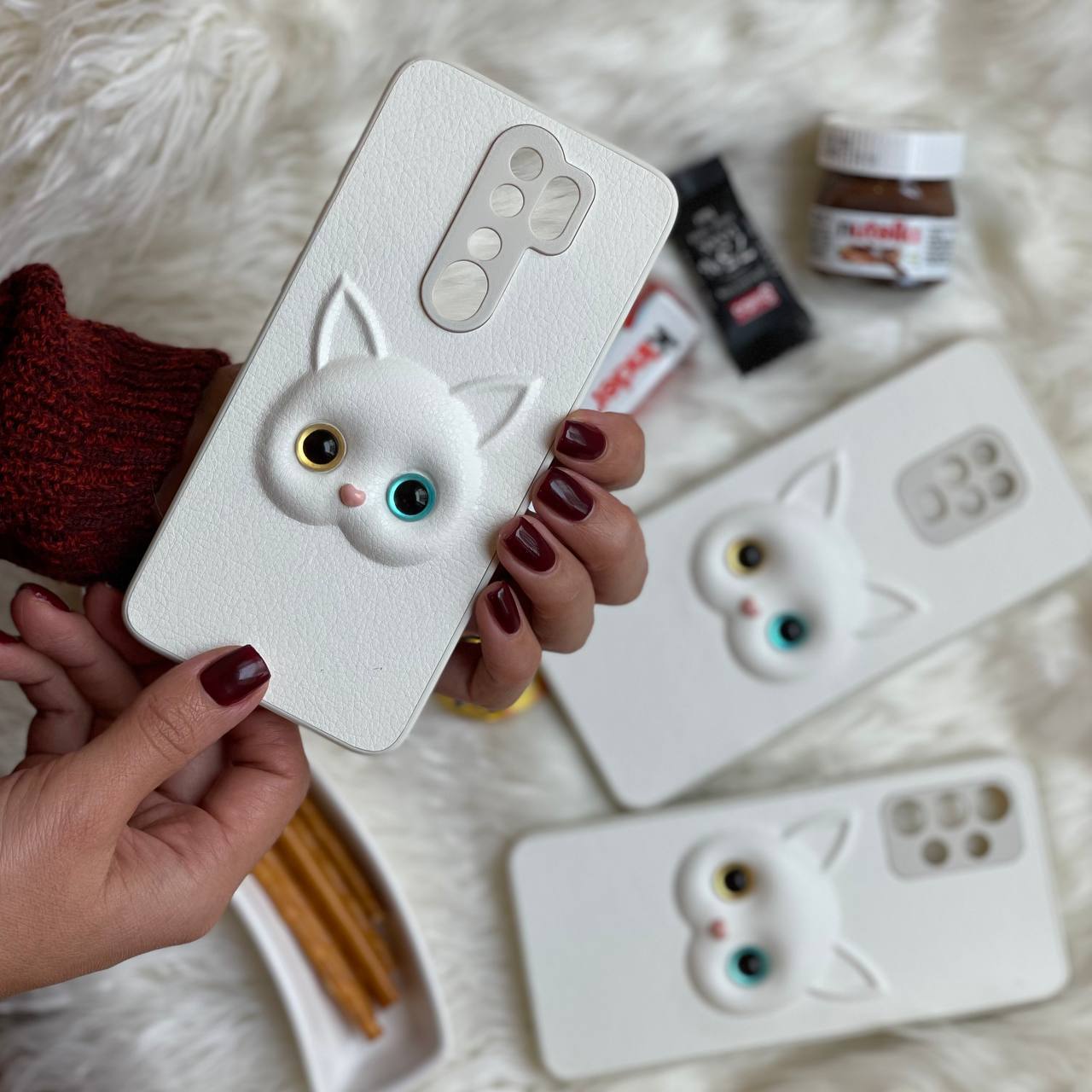 قاب موبایل آیفون گربه چشم تیله ای برجسته