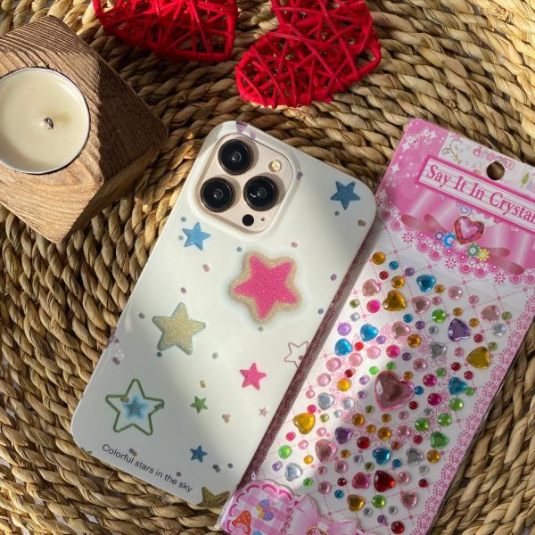 قاب موبایل آیفون ستاره های شنی به همراه صفحه کریستالی چسبی