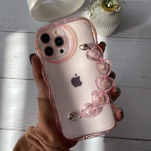قاب موبایل آیفون رزپینک بندقلبی دوربین قلبی