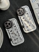 قاب موبایل آیفون پروانه و گل ریز نقره ای - Image 2