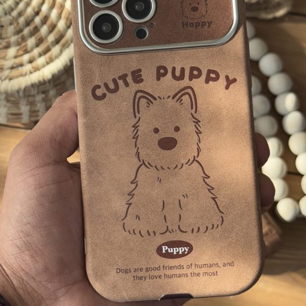 قاب موبایل آیفون کیوت پاپی چرم قهوه ای سنگشور