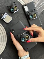 قاب موبایل سامسونگ گربه سیاه پاپسوکت آیینه ای