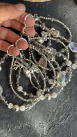 بند و آویز نگین انگشتری درشت پاپیون نقره ای - Image 2