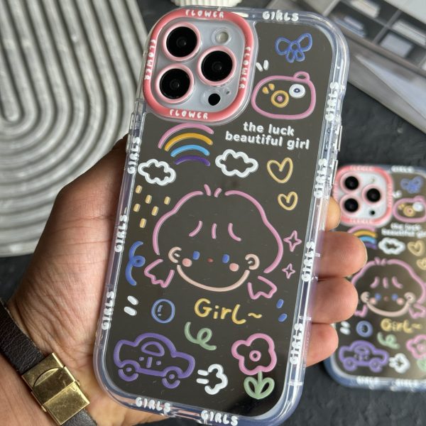 قاب موبایل آیفون دختر آیینه ای