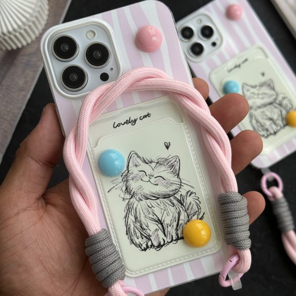 قاب موبایل آیفون گربه نقاشی لاولی جاکارتی بندست