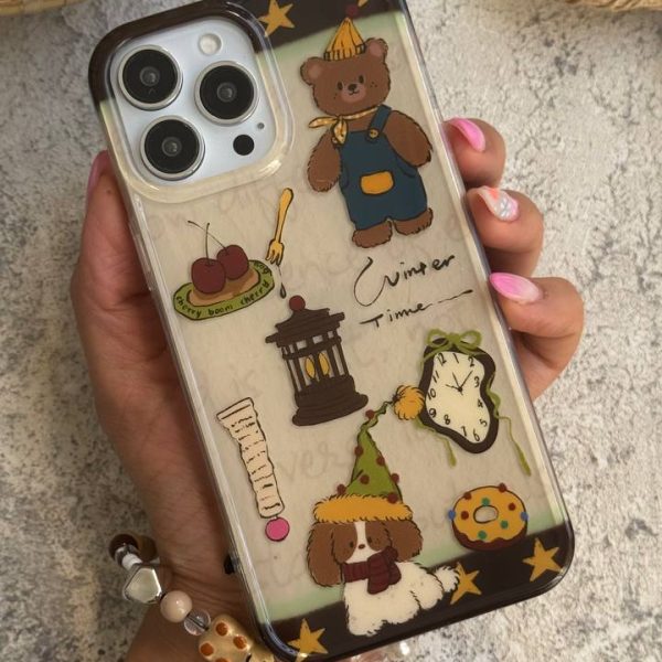 قاب موبایل ( آیفون ) خرس وینتر تایم قهوه ای + بدون بند