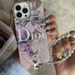 قاب موبایل آیفون دیور صورتی برگ انجیری + بندست