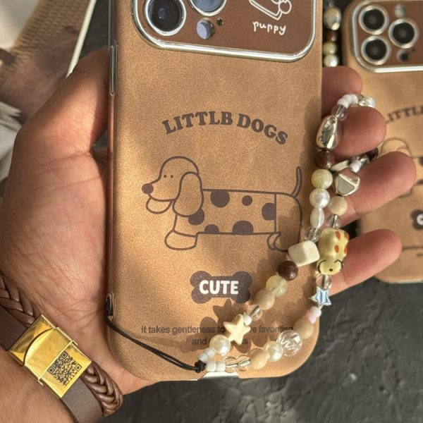 قاب موبایل ( آیفون ) کیوت پاپی خال خالی داکس هوند سوسیسی + بند