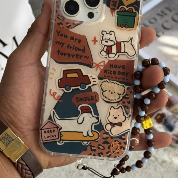 قاب موبایل آیفون سگ پاپی داون تاون + بندست