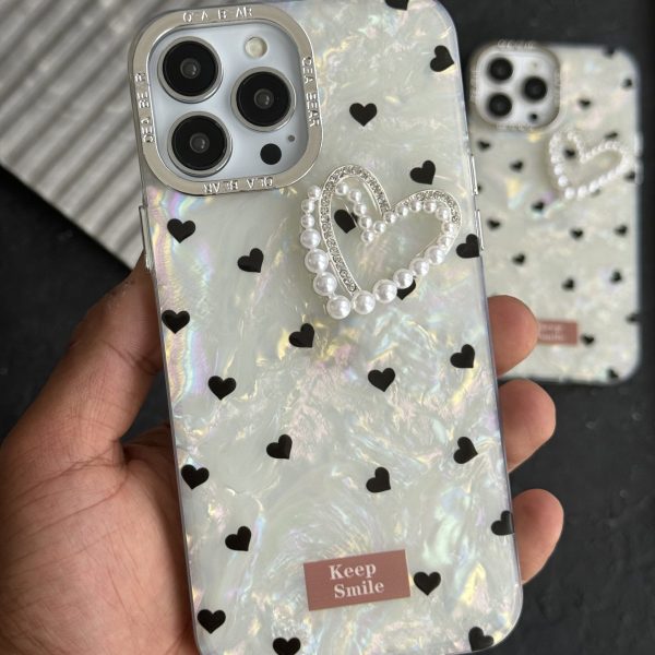 قاب موبایل آیفون قلب ریز خال خالی صدفی
