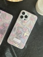 قاب موبایل آیفون پاپیون شاینی صورتی نگین برجسته - Image 3