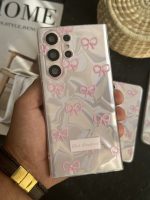 قاب موبایل سامسونگ پاپیون شاینی صورتی نگین برجسته - Image 3