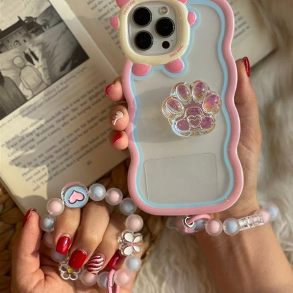 قاب موبایل آیفون پنجه گربه هلوگرامی + بند مچی ست