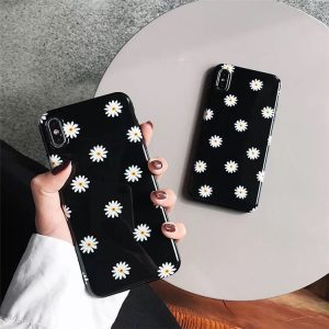 قاب موبایل آیفون بابونه مشکی ژله ای