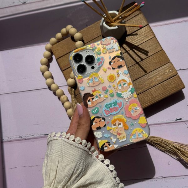 قاب موبایل سفارشی هولوگرامی مات | pattern crybaby