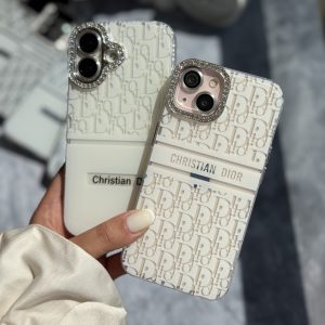 قاب White Christian Dior دور لنز نگین آیفون (کدC2076)