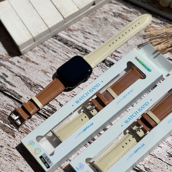 بند اپل واچ چرمی mocha mousse (کدw5059)
