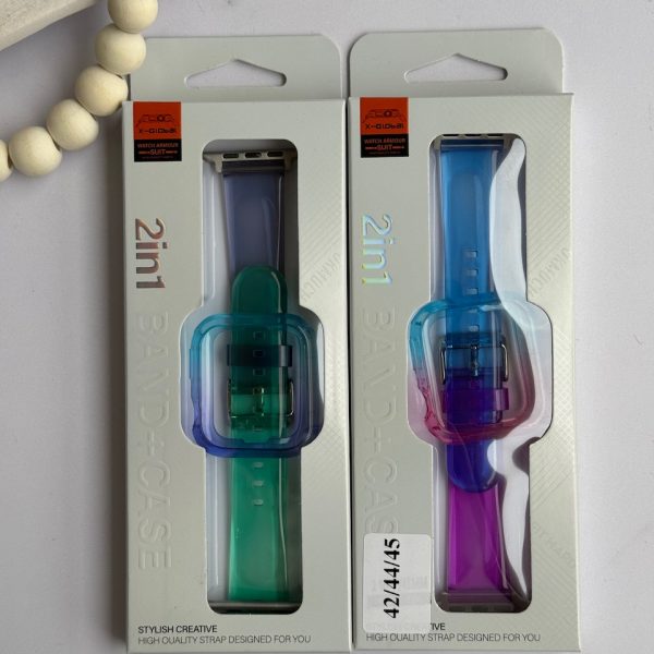 ست بند اپل واچ و گارد ژله ای رنگی (کدw5025)