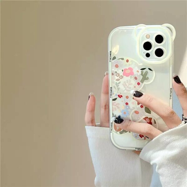 قاب خرس گلدار سفید با ایرپاد ست (کدc1020)