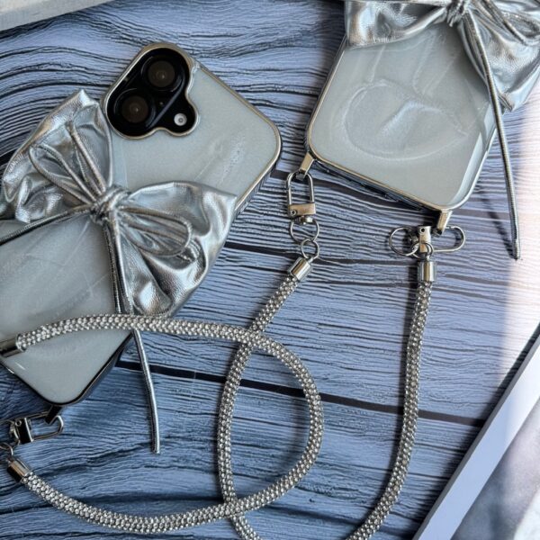 قاب پاپیون نقره ای با بند ژلاتینی (کدC2003)