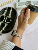 بند اپل واچ Diamond leaf bracelet با گارد نگینی (کدw5072) - Image 2