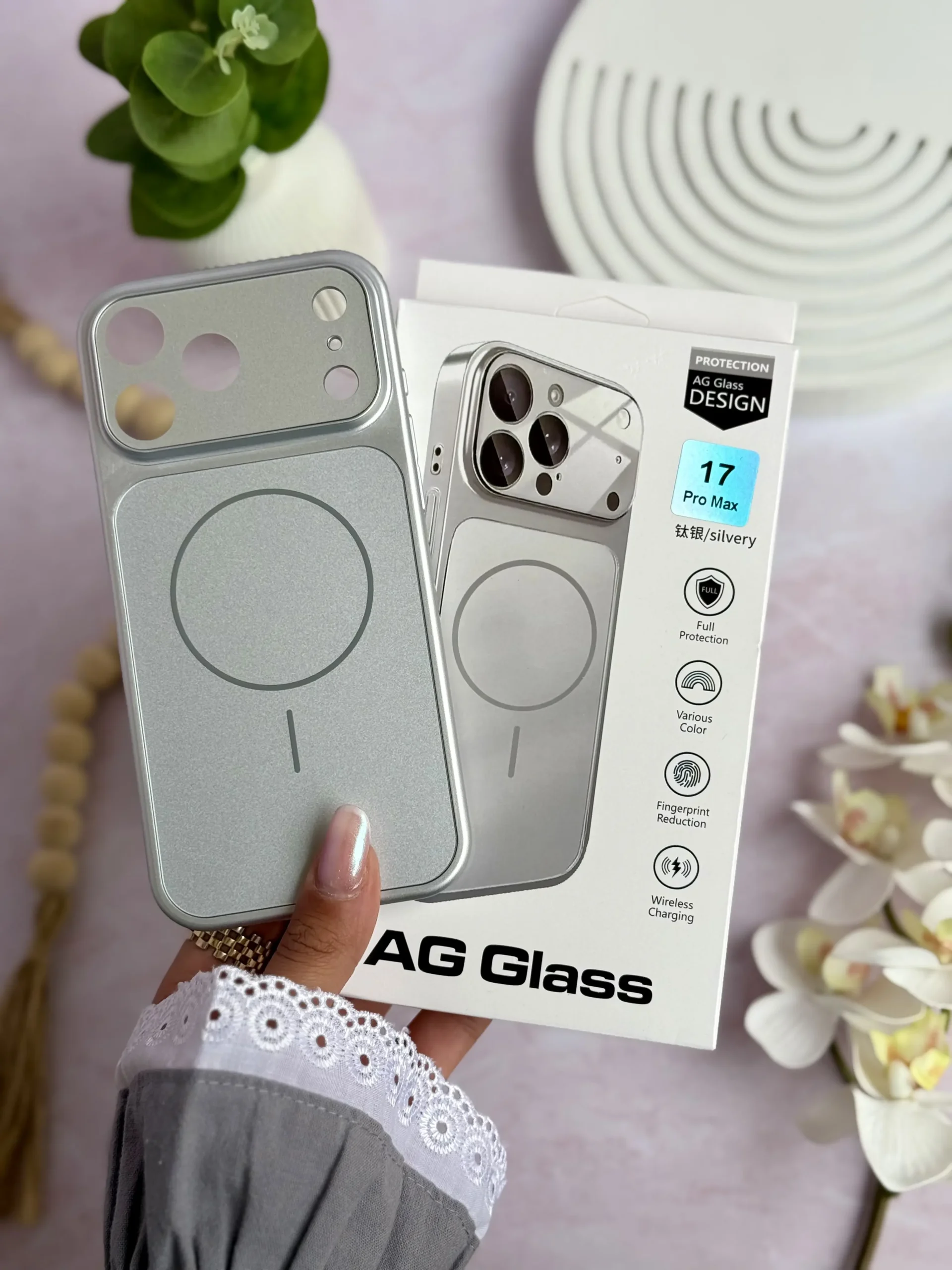 bbb5b0 قاب AG GLASS ^ نقره ای ^ (کدC2152) - Image 1